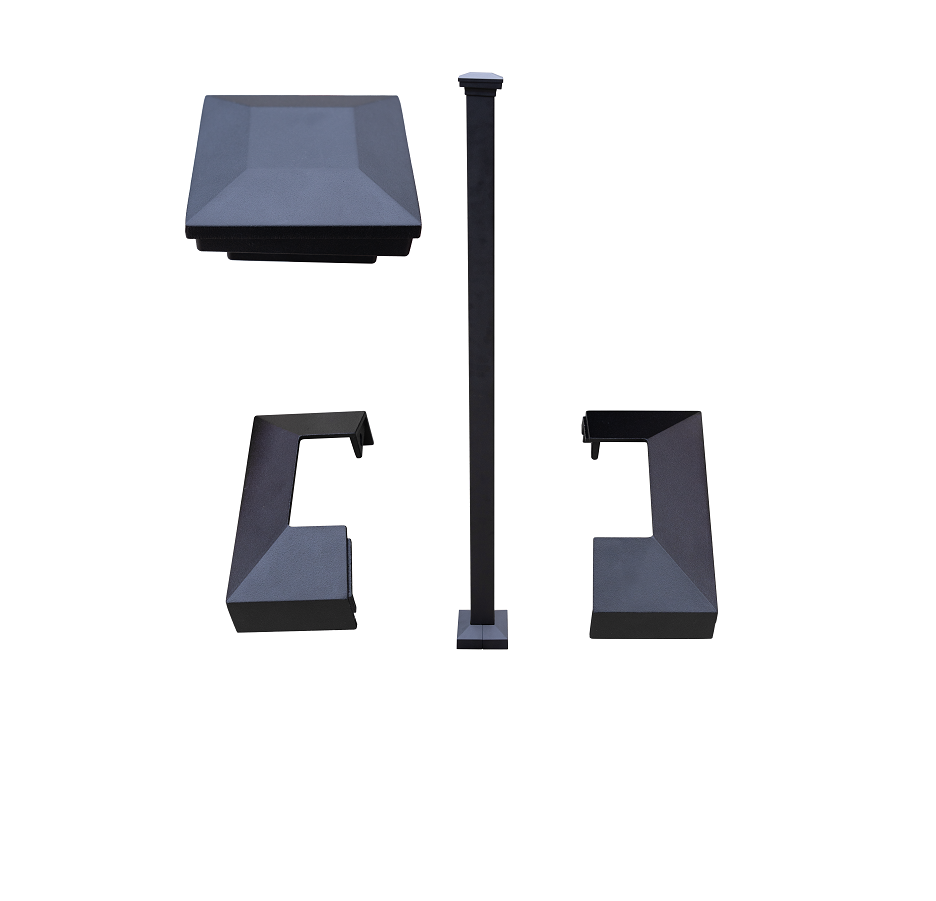 Modern Steel Safety Railing Post with Base Plate